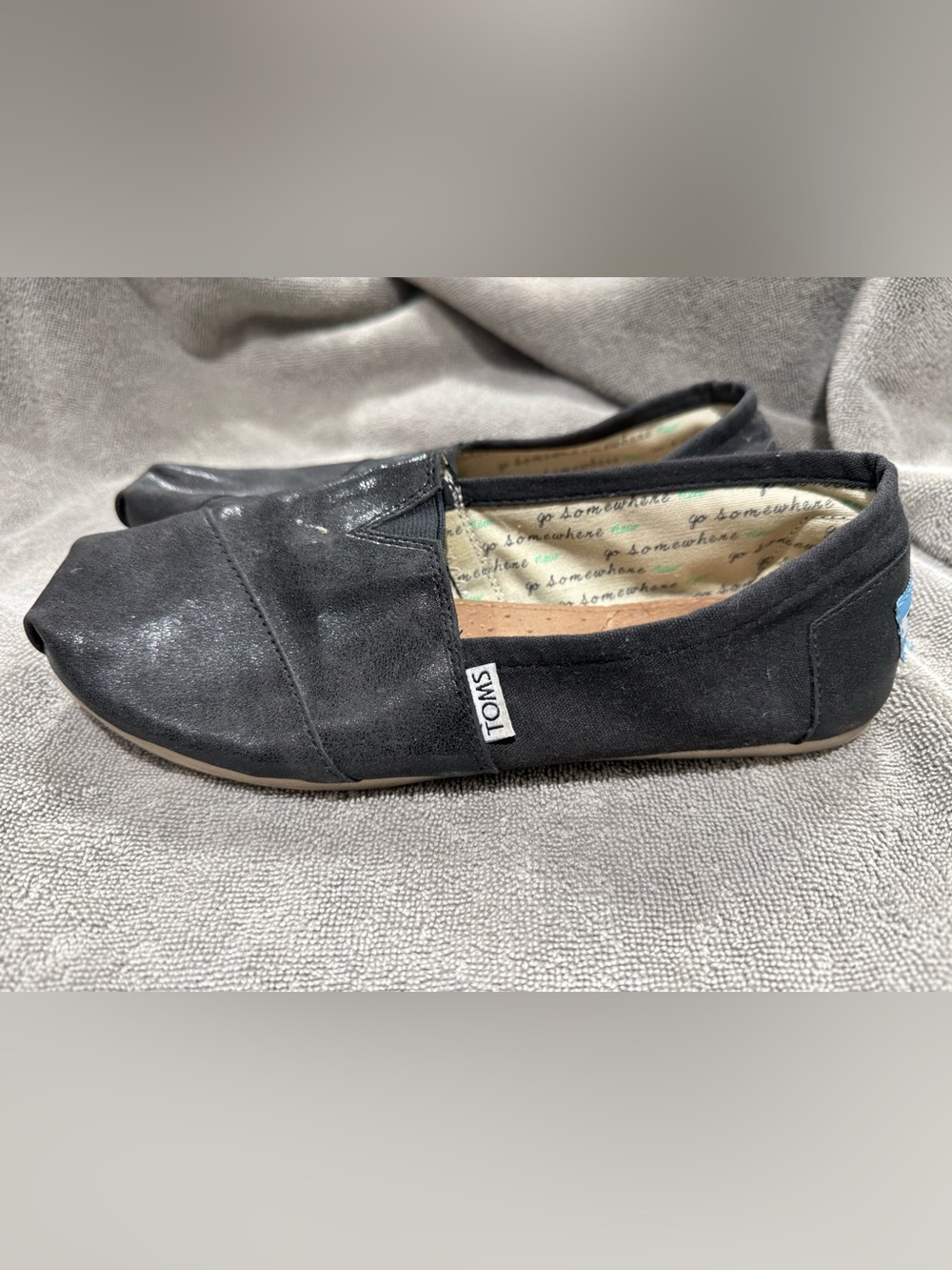 TOMS Black Slip-On Canvas Shoes